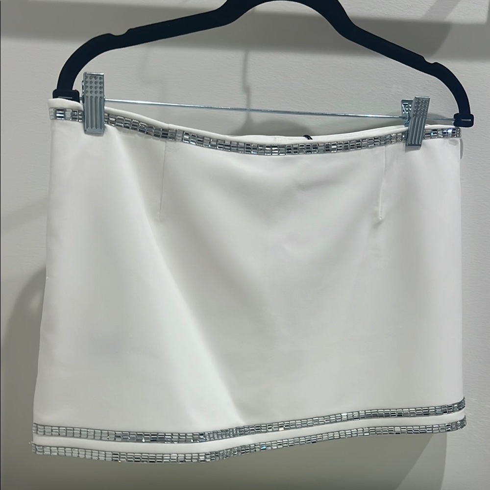 Zara White Skort with Silver Accents